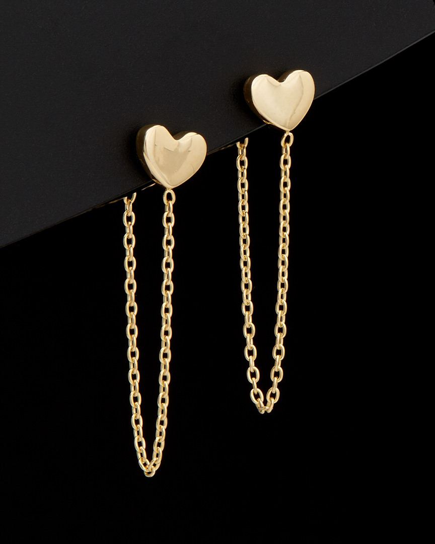 Italian Gold Draped Chain Heart Earrings