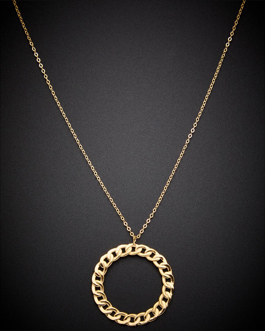 Italian Gold 14k Curb Link Circle Pendant Necklace