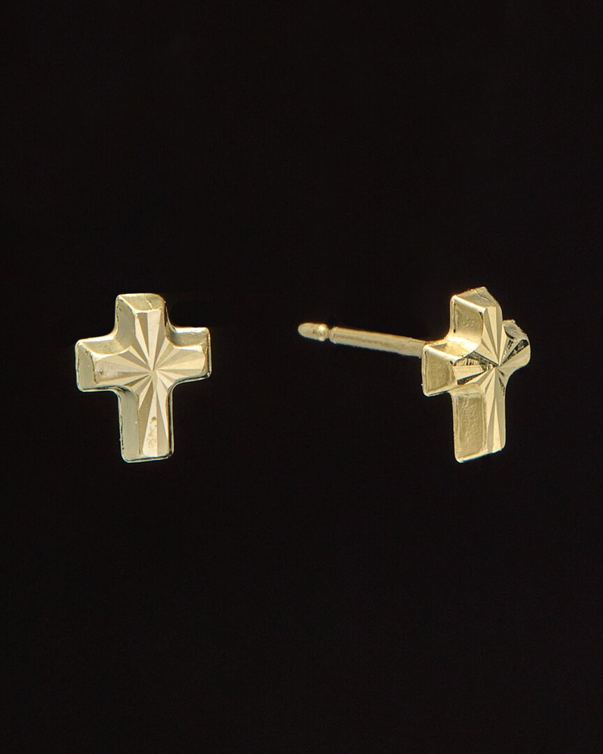 Italian Gold 14k  Petite Cross Studs