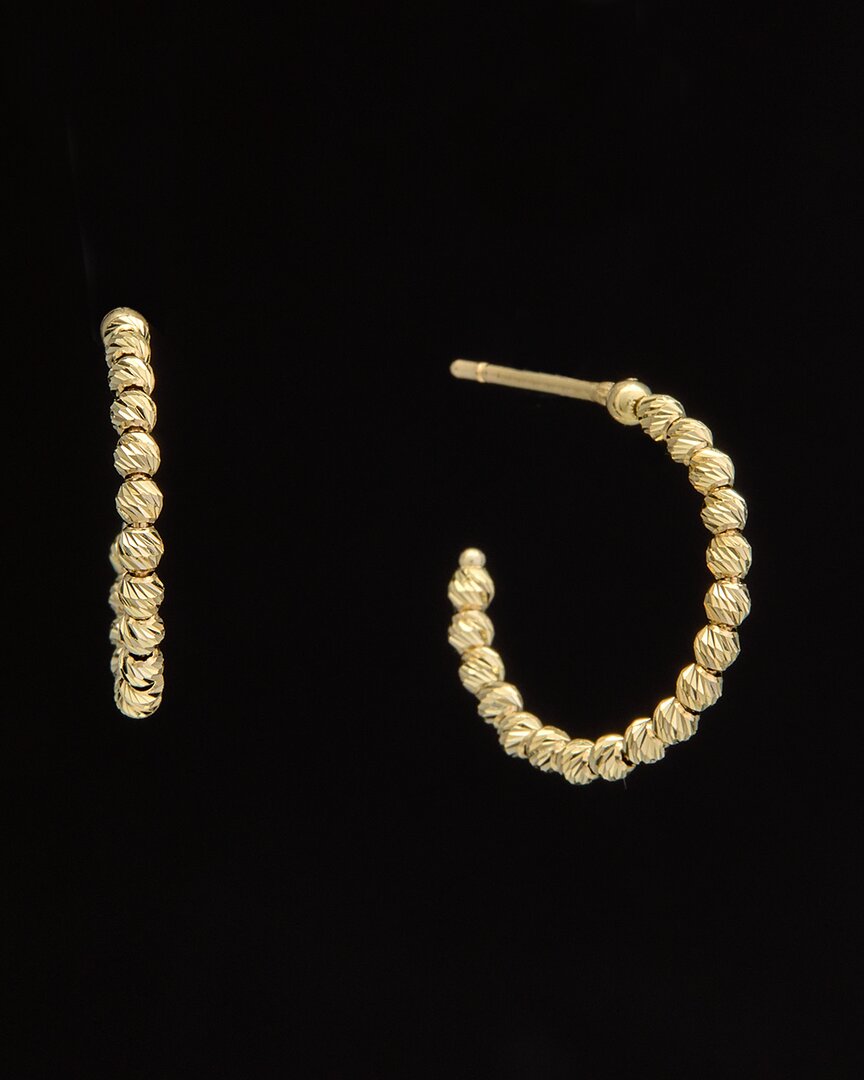 Italian Gold 14k Beaded Hoops