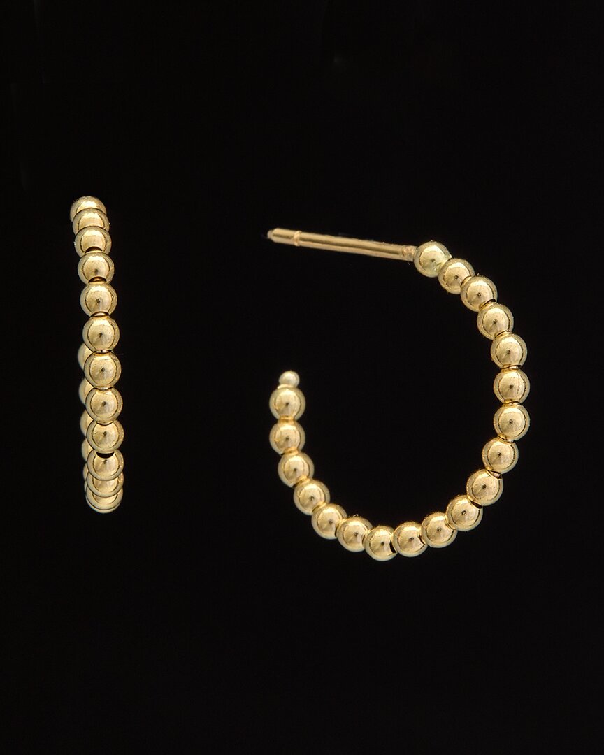 Italian Gold 14k  Polished Beaded Hoops