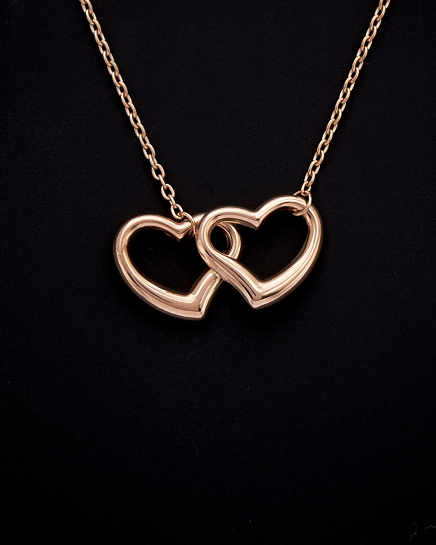 Italian Rose Gold Double Heart Necklace