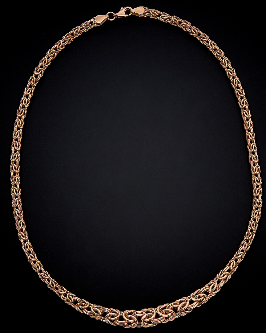 Italian Rose Gold Graduated Byzantine Necklace