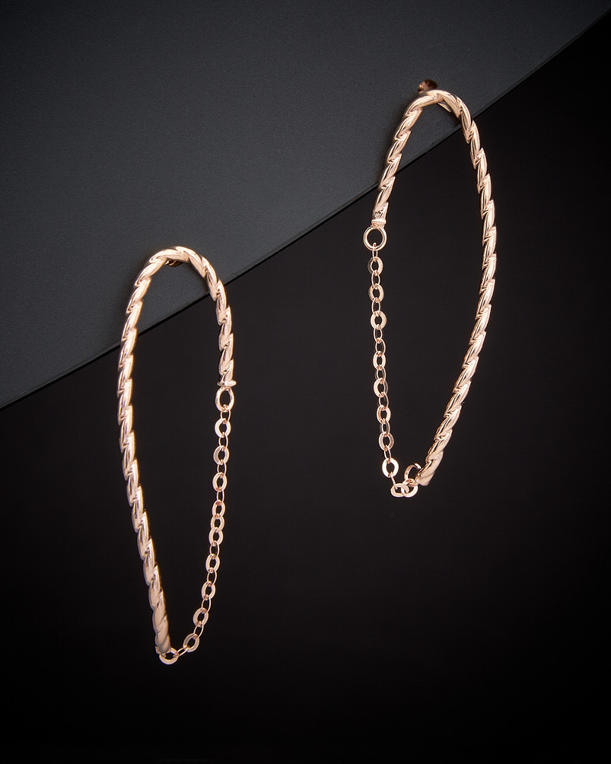 Italian Rose Gold Fancy Twisted Oval Drop Earrings