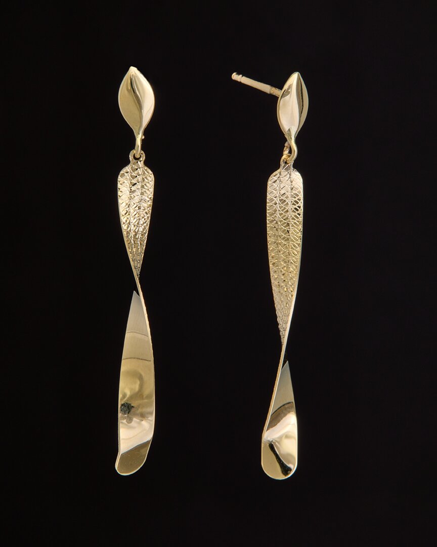 Italian Gold Twisted Bar Dangle Earrings