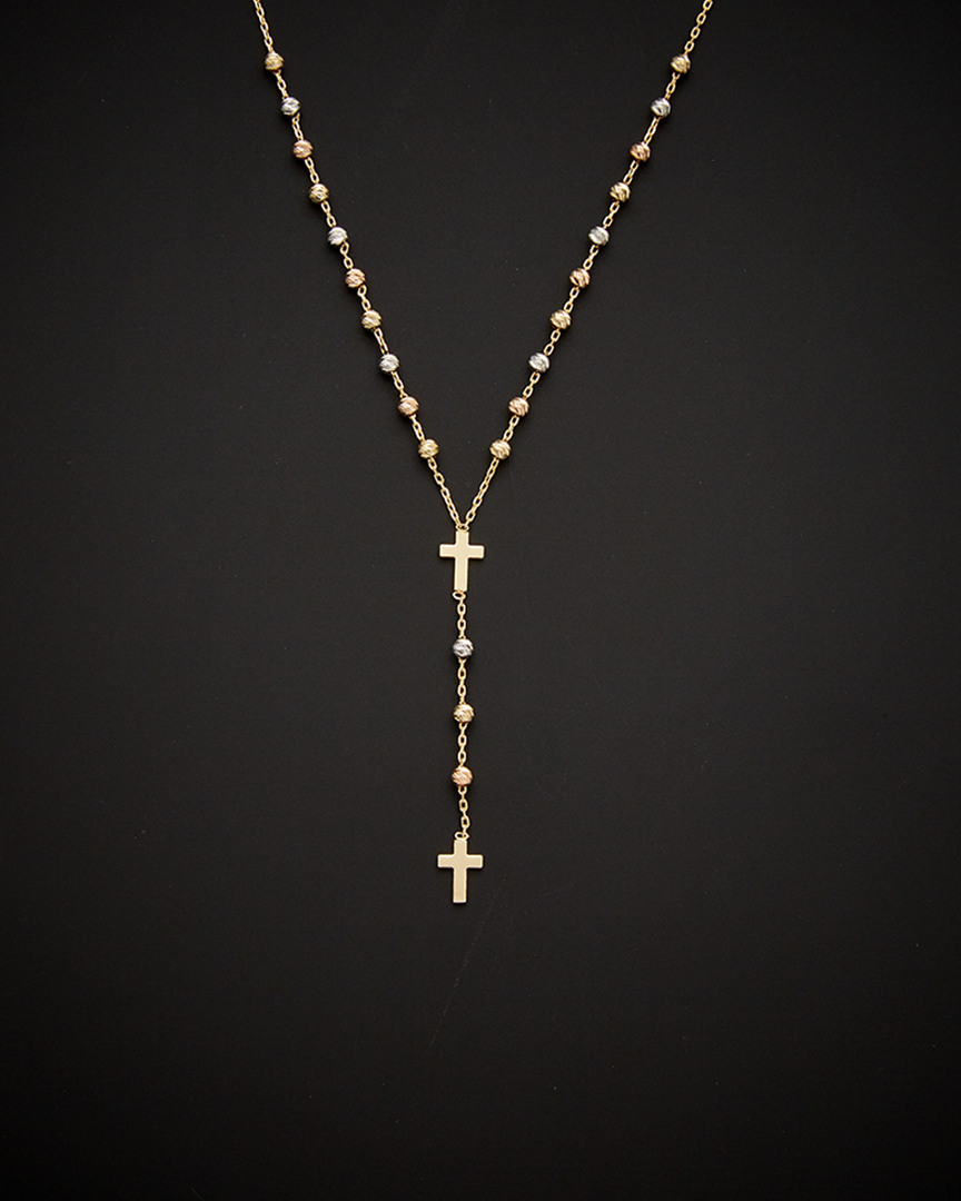 Italian Gold 14k  Tri-tone Rosary Necklace