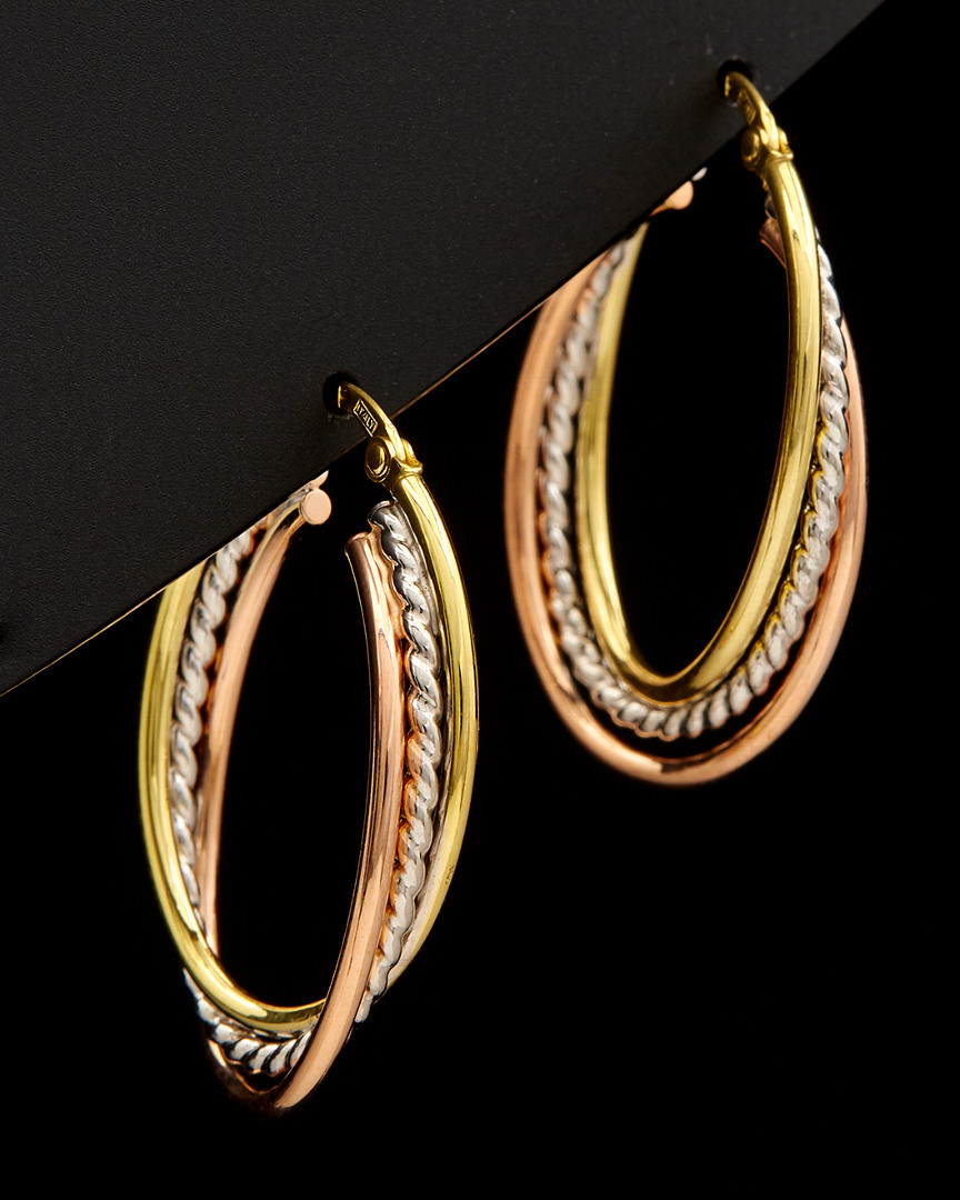 Italian Gold Overlapping Triple Oval Hoops
