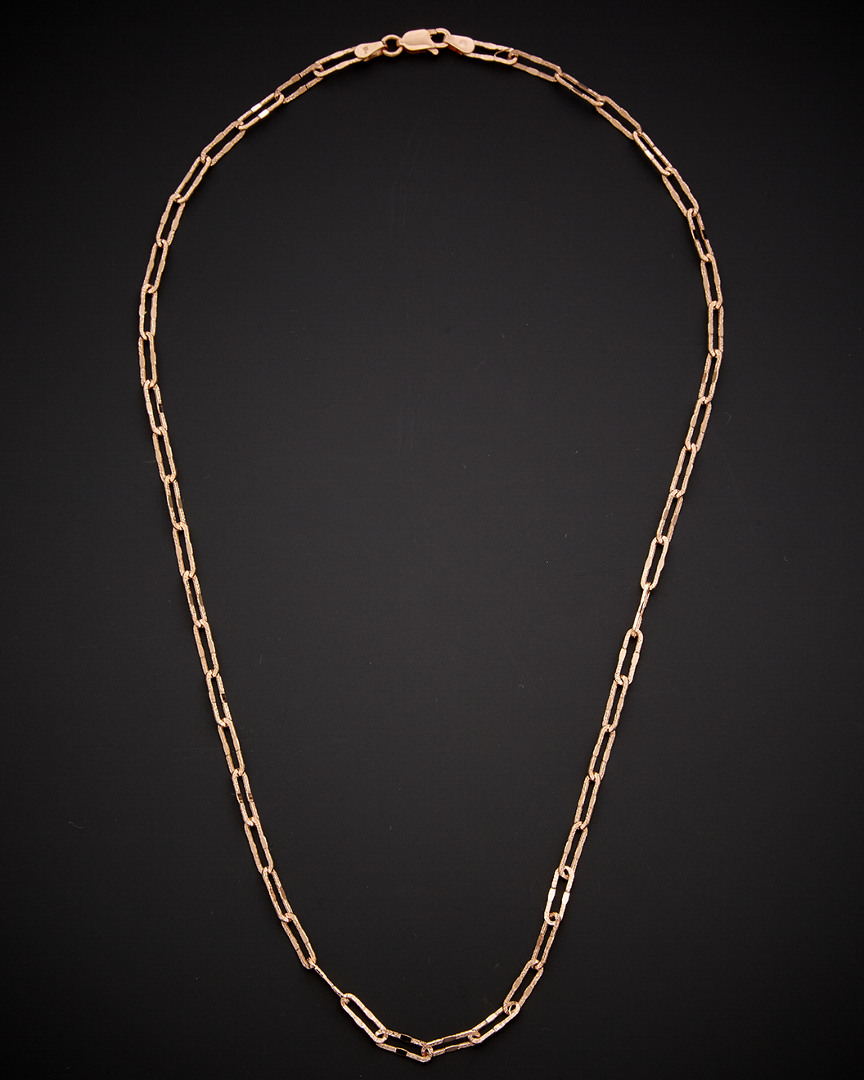 Italian Gold 14k Italian Rose Gold Stardust Finish Paperclip Chain Necklace