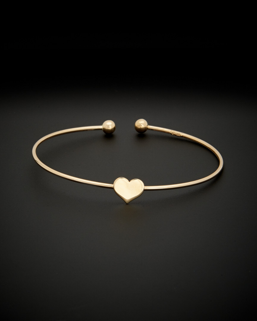 Italian Gold Heart Open Cuff