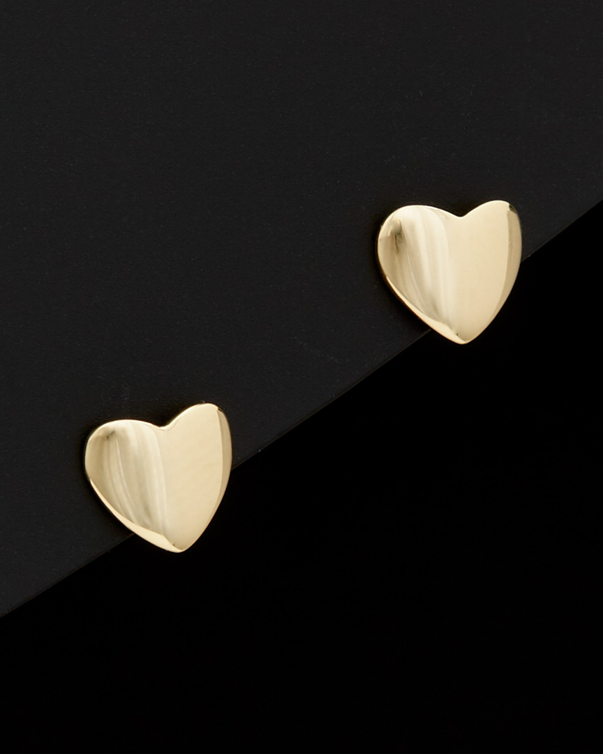 Italian Gold Polished Heart Studs