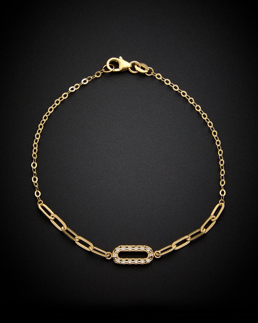 Italian Gold 14k Italian Two-tone Gold Oval Mix Link Bracelet