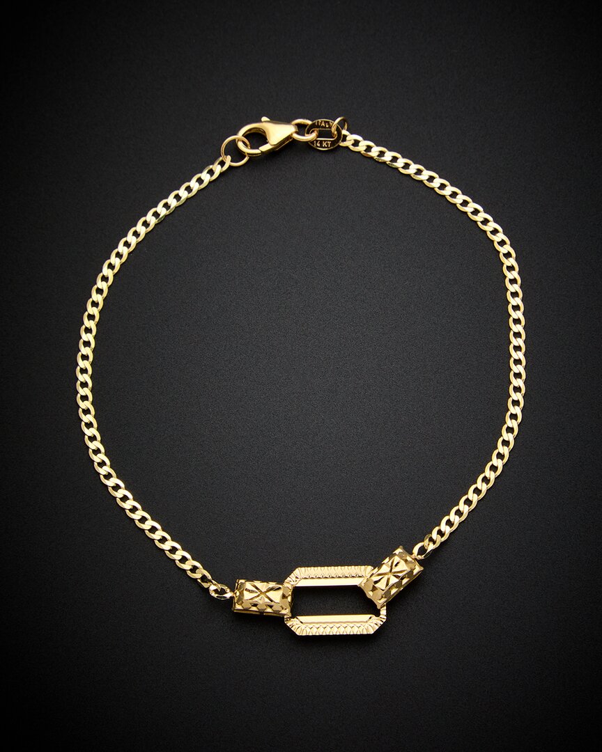 Shop Italian Gold 14k Rectangle Curb Link Bracelet