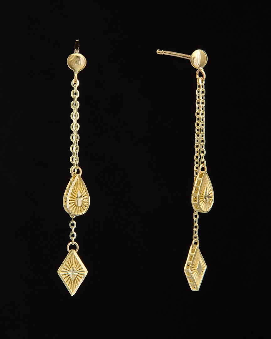 Italian Gold 14k Tear Drop & Shape Dangle Earrings