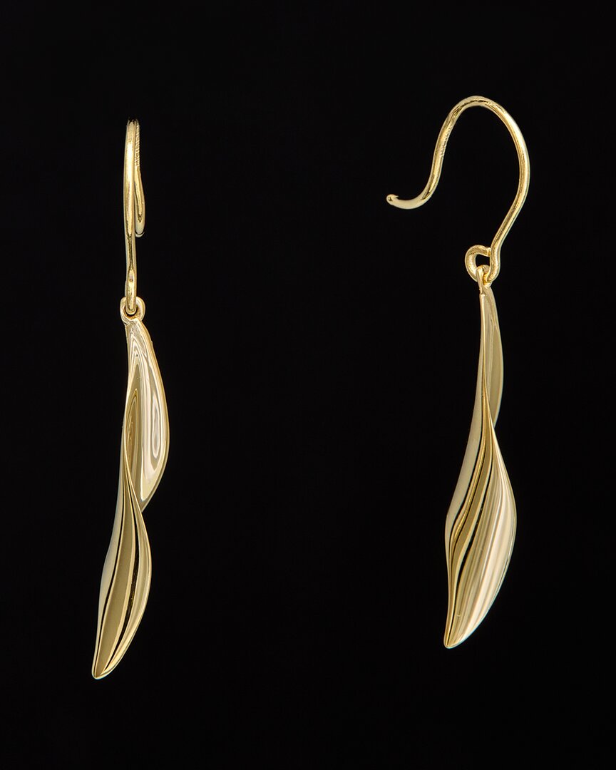 Shop Italian Gold 14k Twisted Leaf Drop Earrings