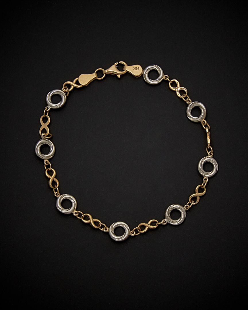 Italian Gold Two-tone Love Knot Infinity Link Bracelet