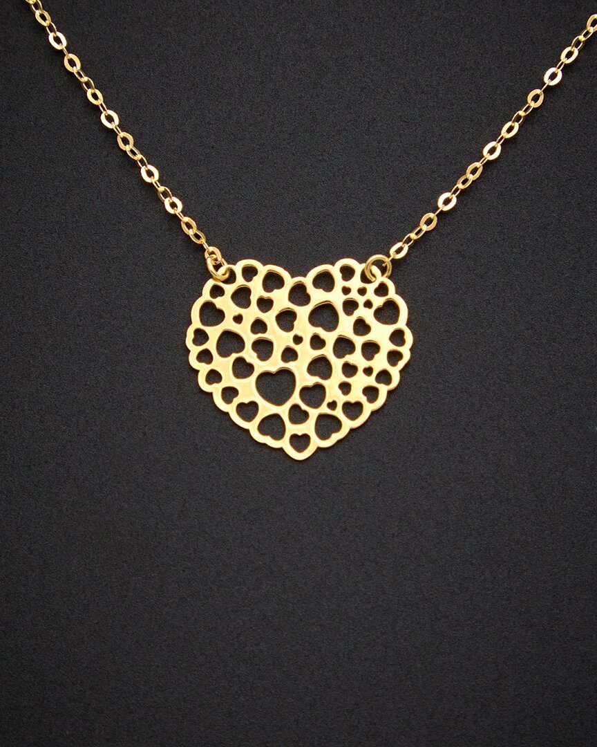 Shop Italian Gold 18k  Cutout Heart Pendant Necklace