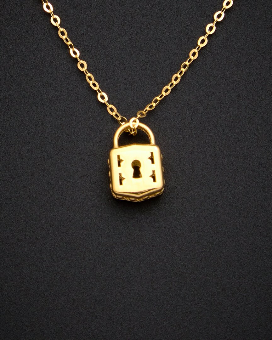 Shop Italian Gold 18k  Petite Padlock Pendant Necklace