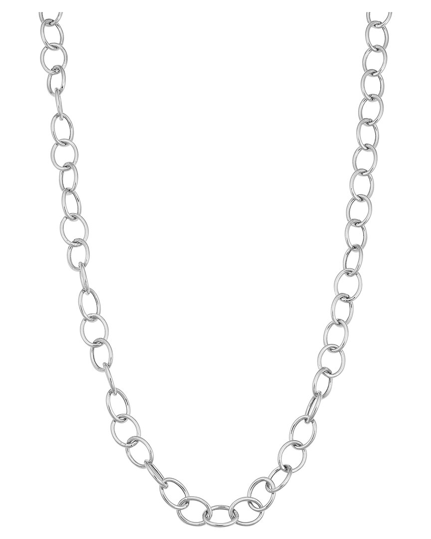 Italian Gold 14k Italian White Gold Oval Link Chain Necklace