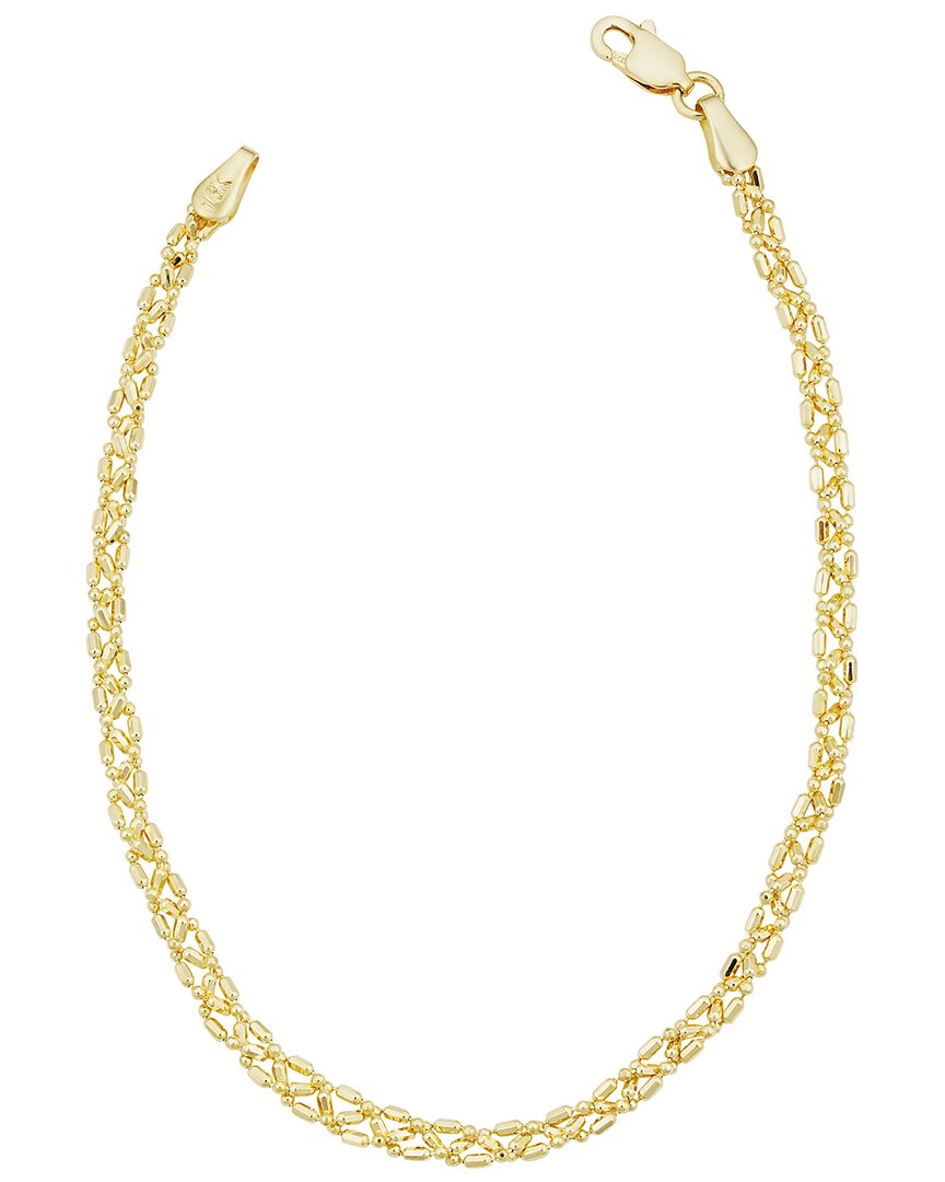Italian Gold Triple Bead Link Chain Necklace