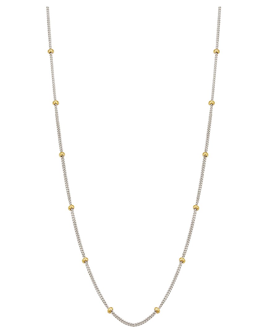 Italian Gold 14k Two-tone Italian White Gold Cable Link Chain Necklace