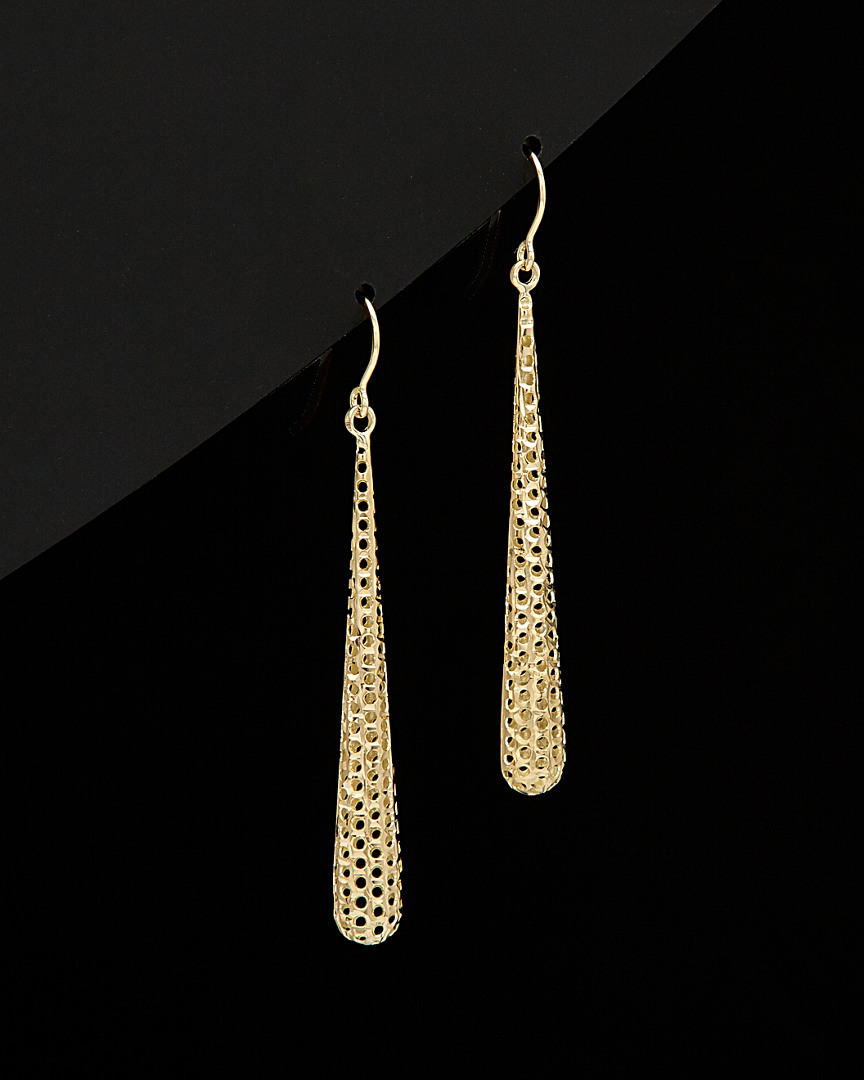 Italian Gold Round Cut-out Drop Earrings