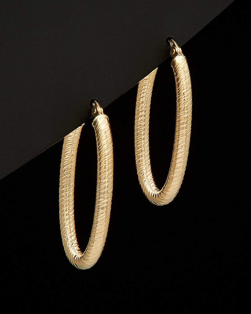 ITALIAN GOLD 14K ITALIAN GOLD TEXTURED OVAL HOOPS