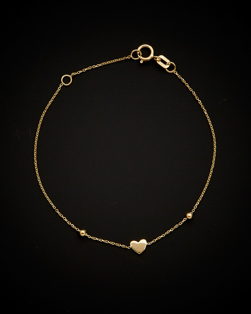 Italian Gold Heart Beaded Adjustable Baby Bracelet