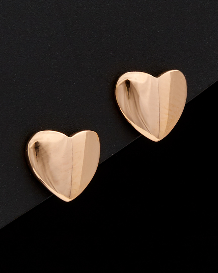 ITALIAN GOLD 14K ITALIAN ROSE GOLD POLISHED HEART STUDS