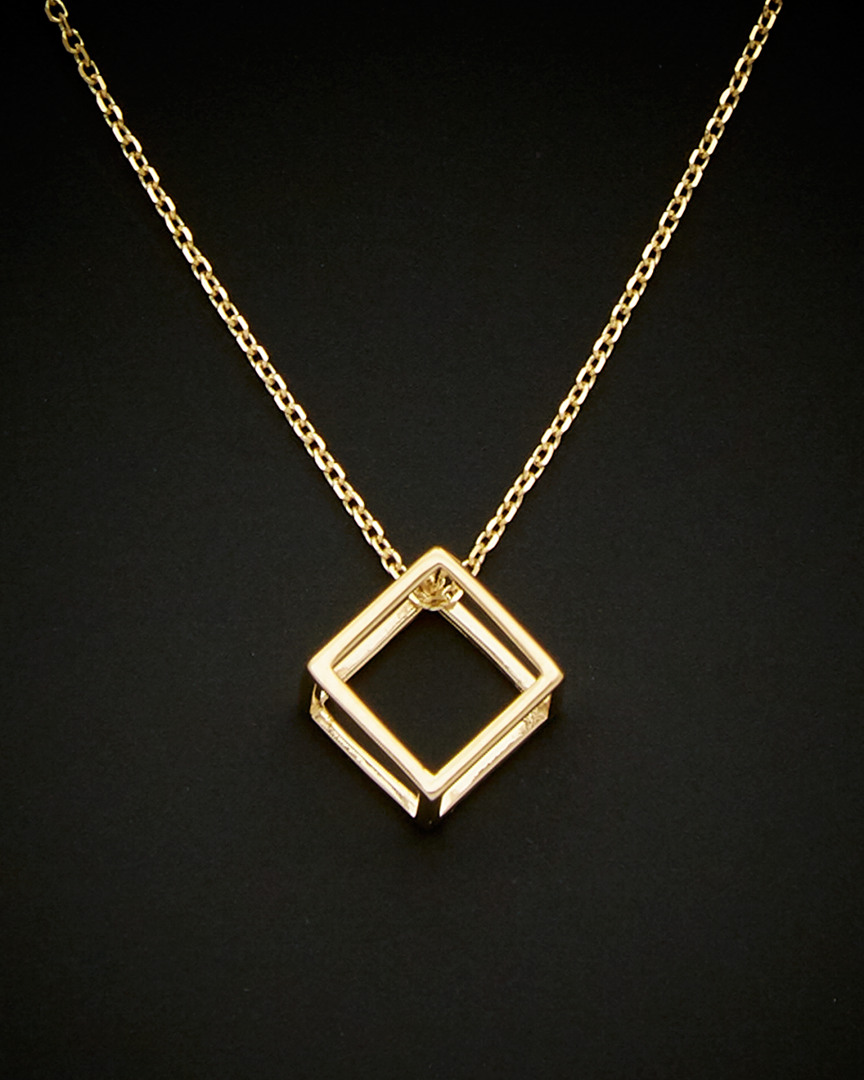 Italian Gold 3d Cube Adjustable Necklace