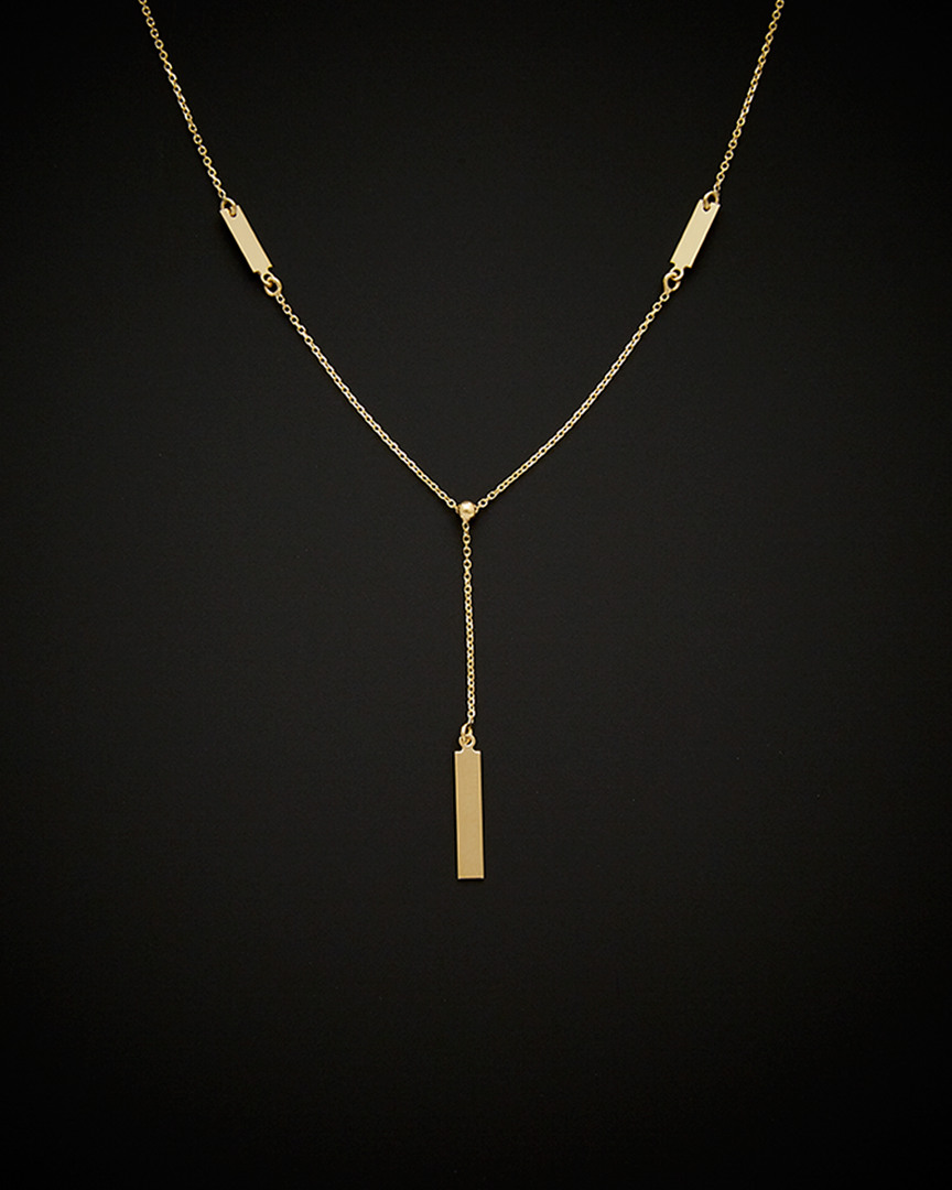 Italian Gold Bar Drop Adjustable Necklace