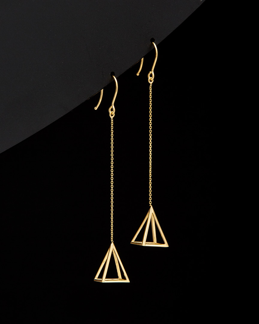Italian Gold 3d Triangle Drop Earrings