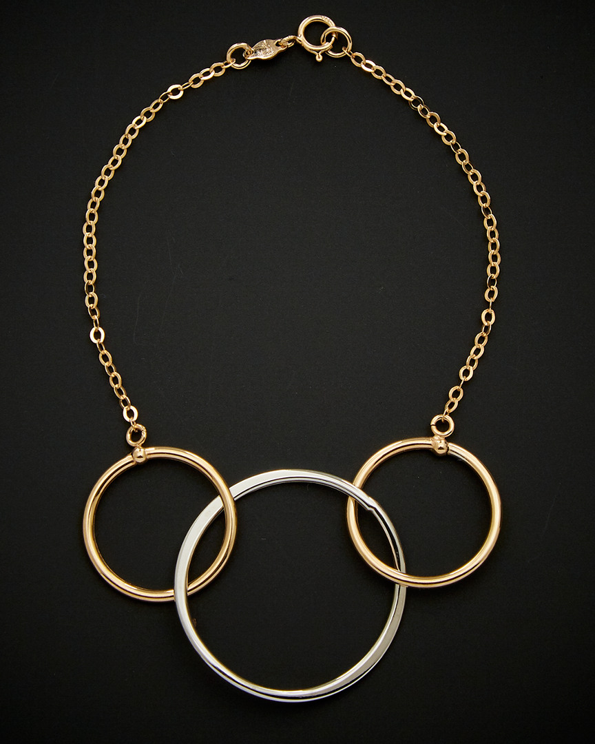 Italian Gold Two-tone Triple Circle Bracelet