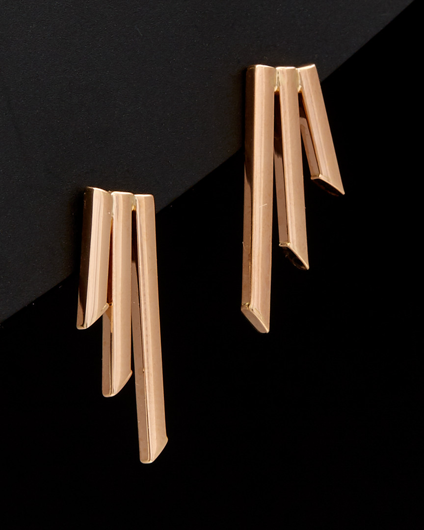 Italian Gold 14k Italian Rose Gold Graduated Triple Bar Earrings