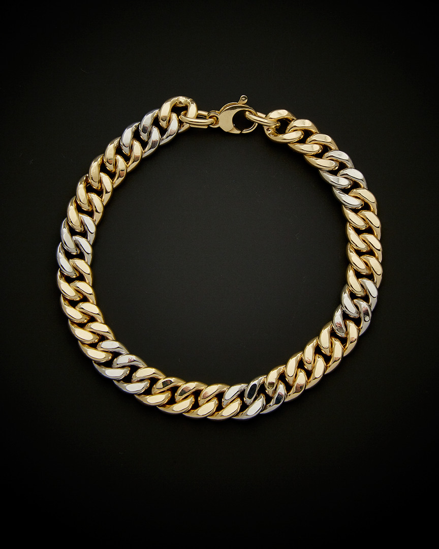 Italian Gold Two-tone Semi-solid Curb Link Bracelet