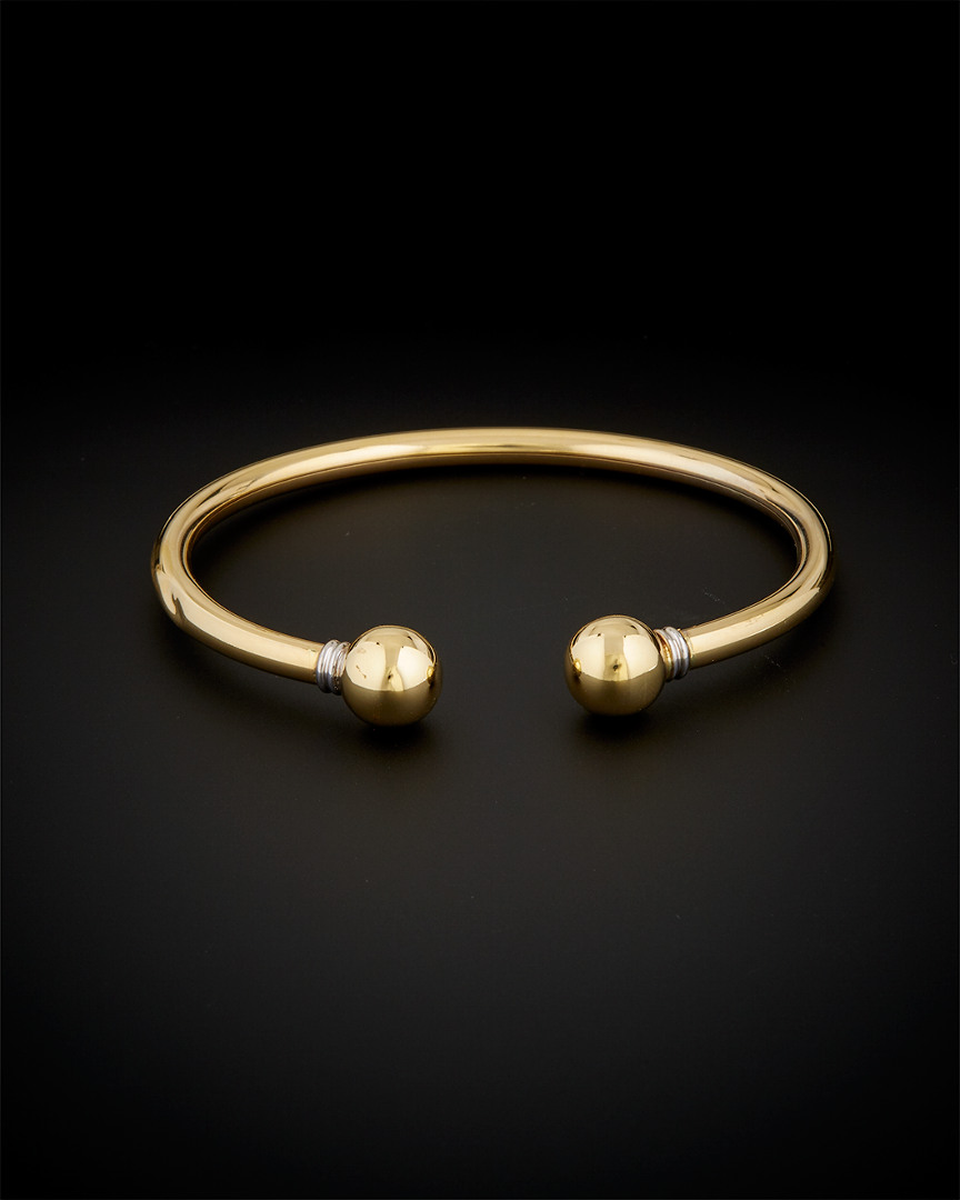 Italian Gold Two-tone Double Ball Open Cuff