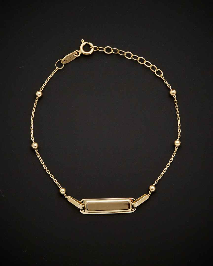 Shop Italian Gold 14k  Station Bead Adjustable Baby Id Bracelet