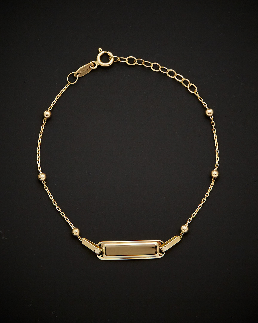 Italian Gold Station Bead Adjustable Baby Id Bracelet