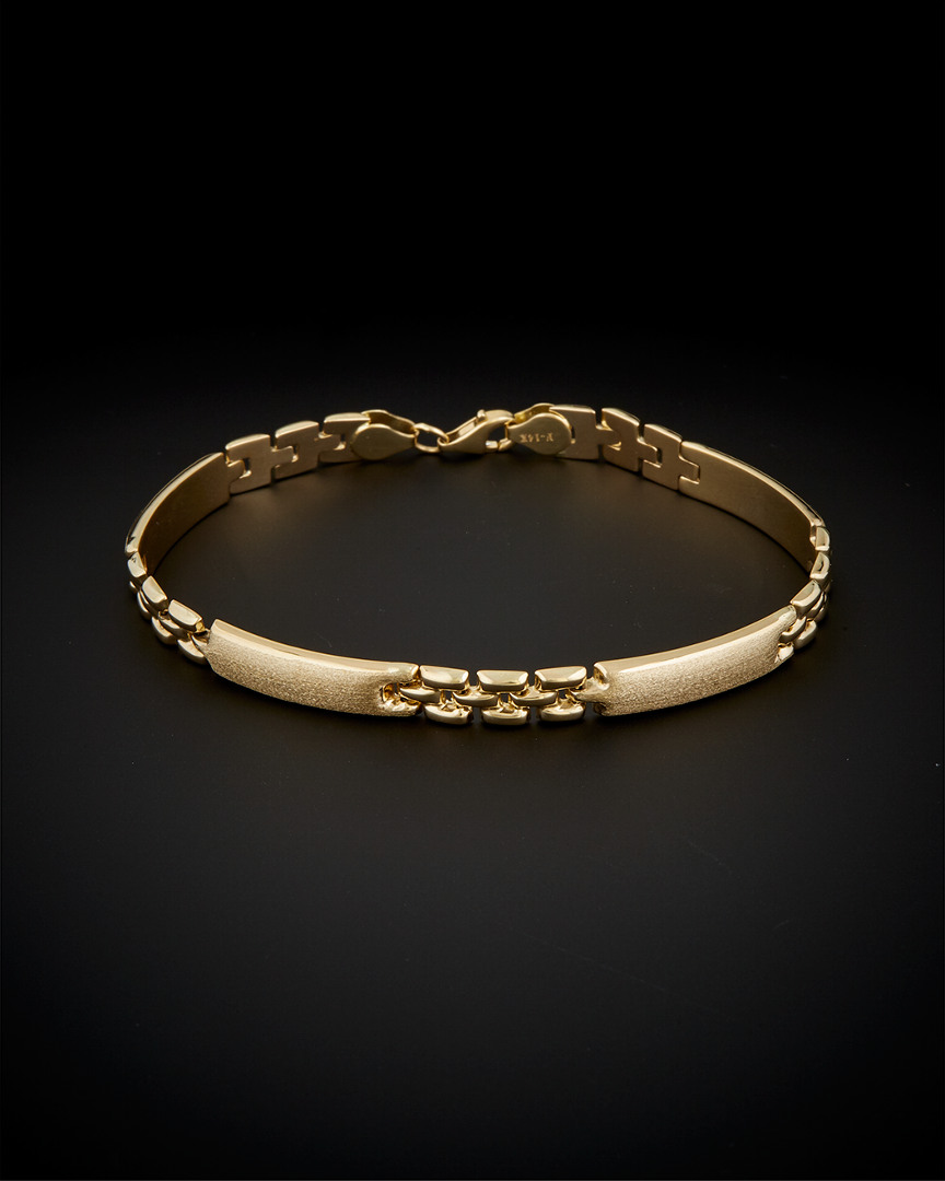 Italian Gold Fancy Satin Bar Bracelet