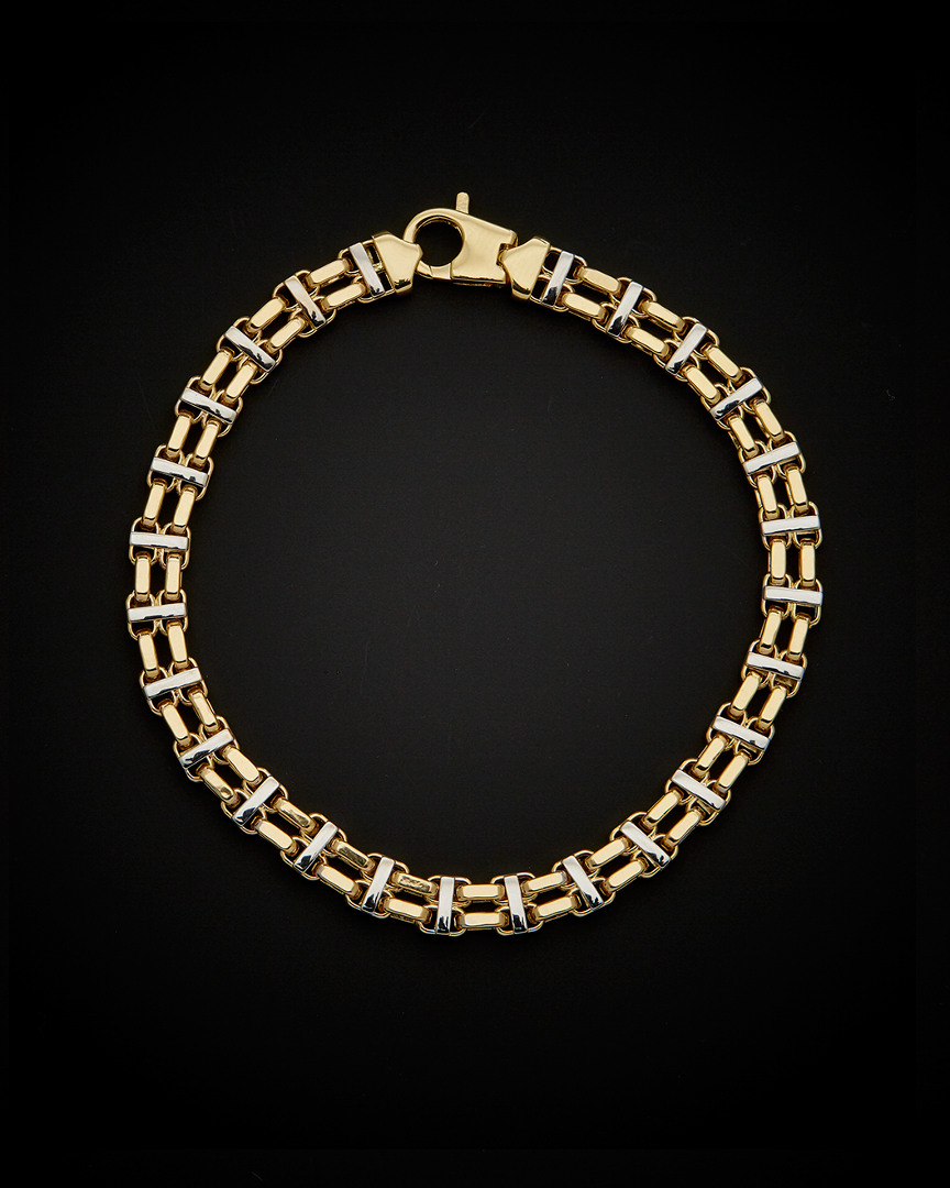 Italian Gold Two-tone Railroad Bracelet