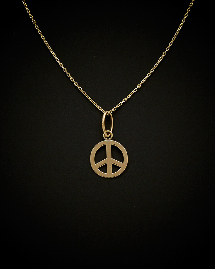 Italian Gold Peace Sign Adjustable Necklace
