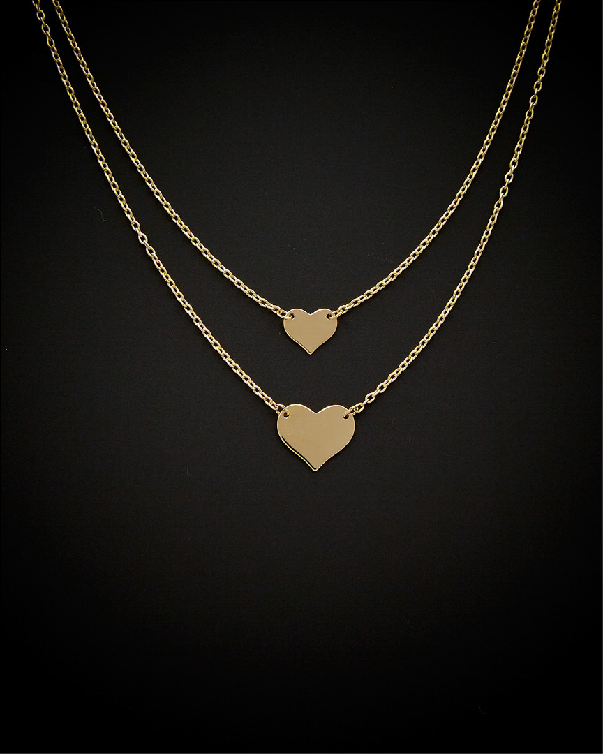 Italian Gold Double Layer Heart Adjustable Necklace