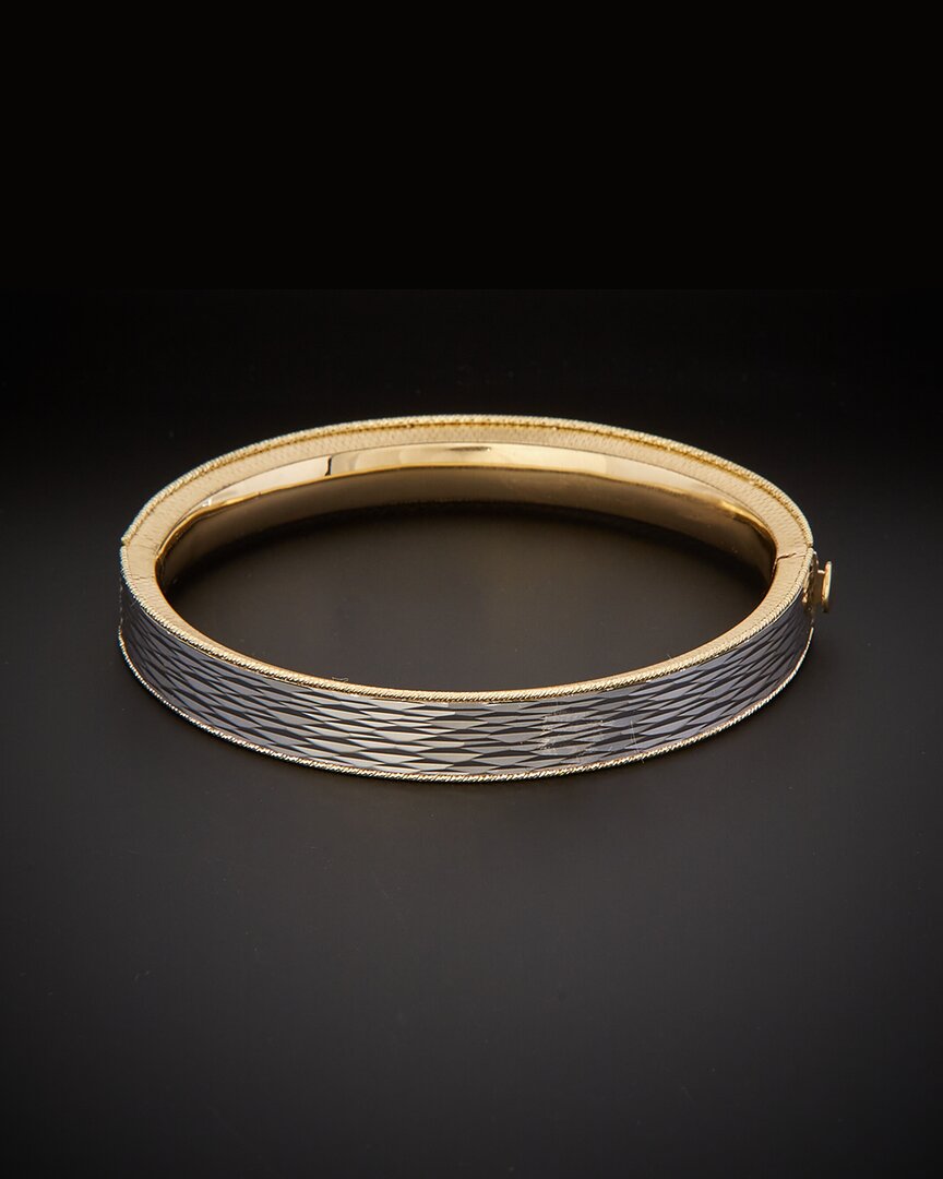 Italian Gold 14k Italian Two-tone Gold Hinged Bangle Bracelet