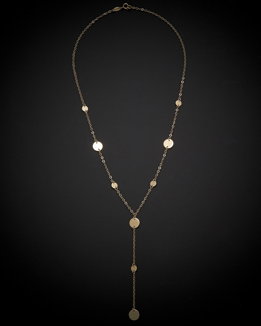 ITALIAN GOLD 14K ITALIAN GOLD DISC STATION LARIAT NECKLACE