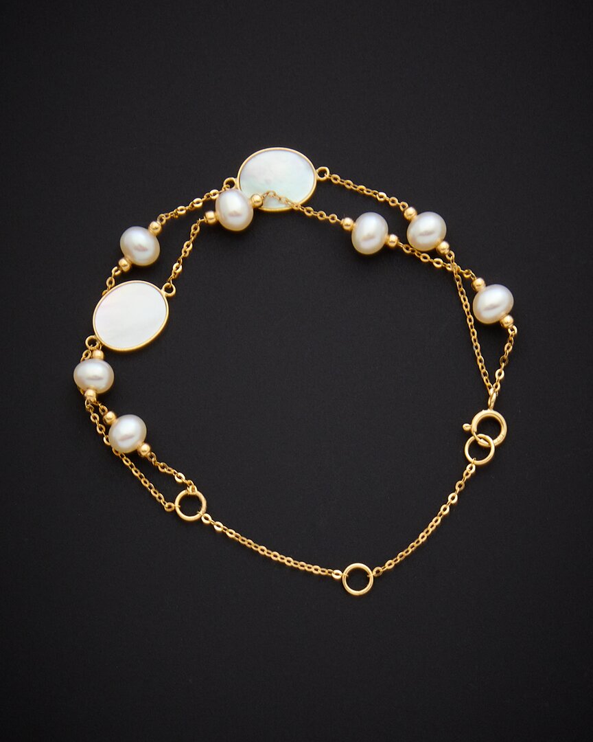 Shop Italian Gold 18k  Pearl Bracelet