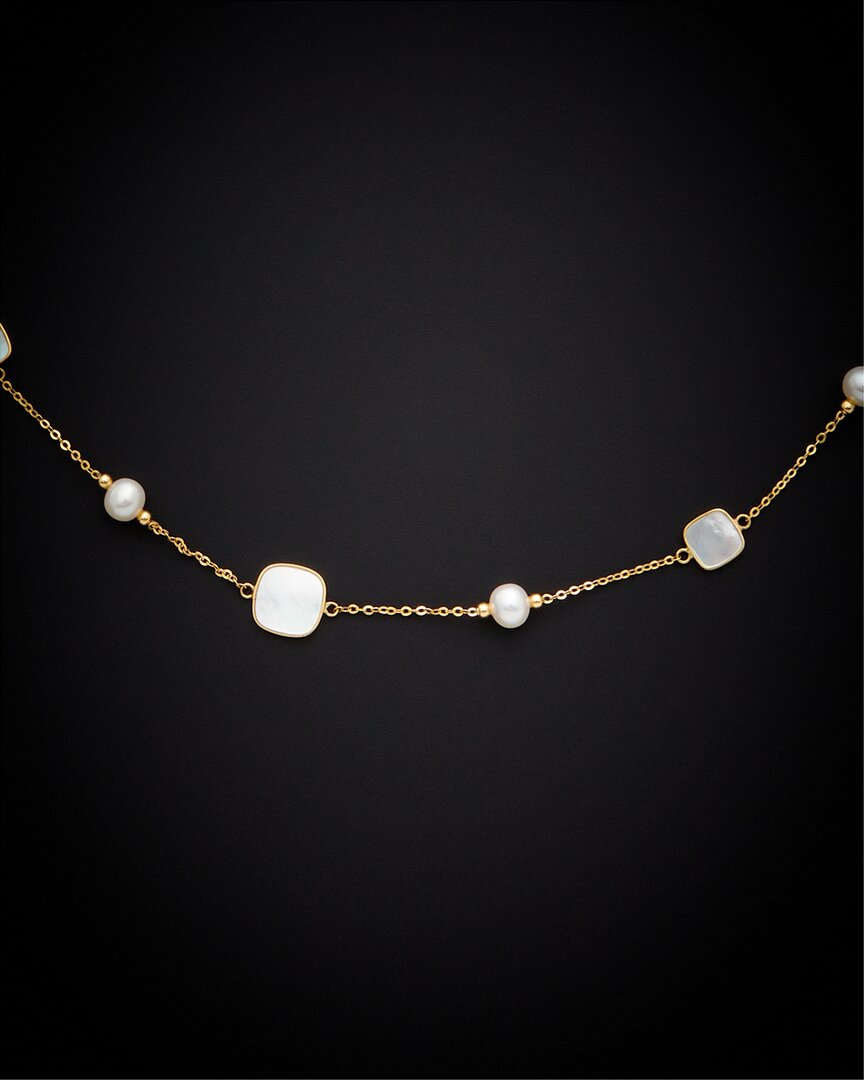 Italian Gold 18k  Pearl Necklace In White