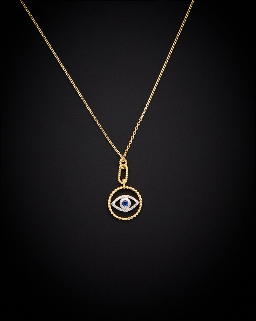 Italian Gold 18k 0.20 Ct. Tw. Diamond & Sapphire Necklace