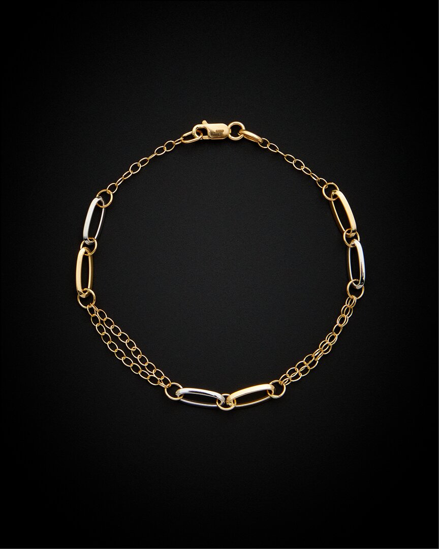 Italian Gold 14k Italian Two-tone Gold Station Bracelet