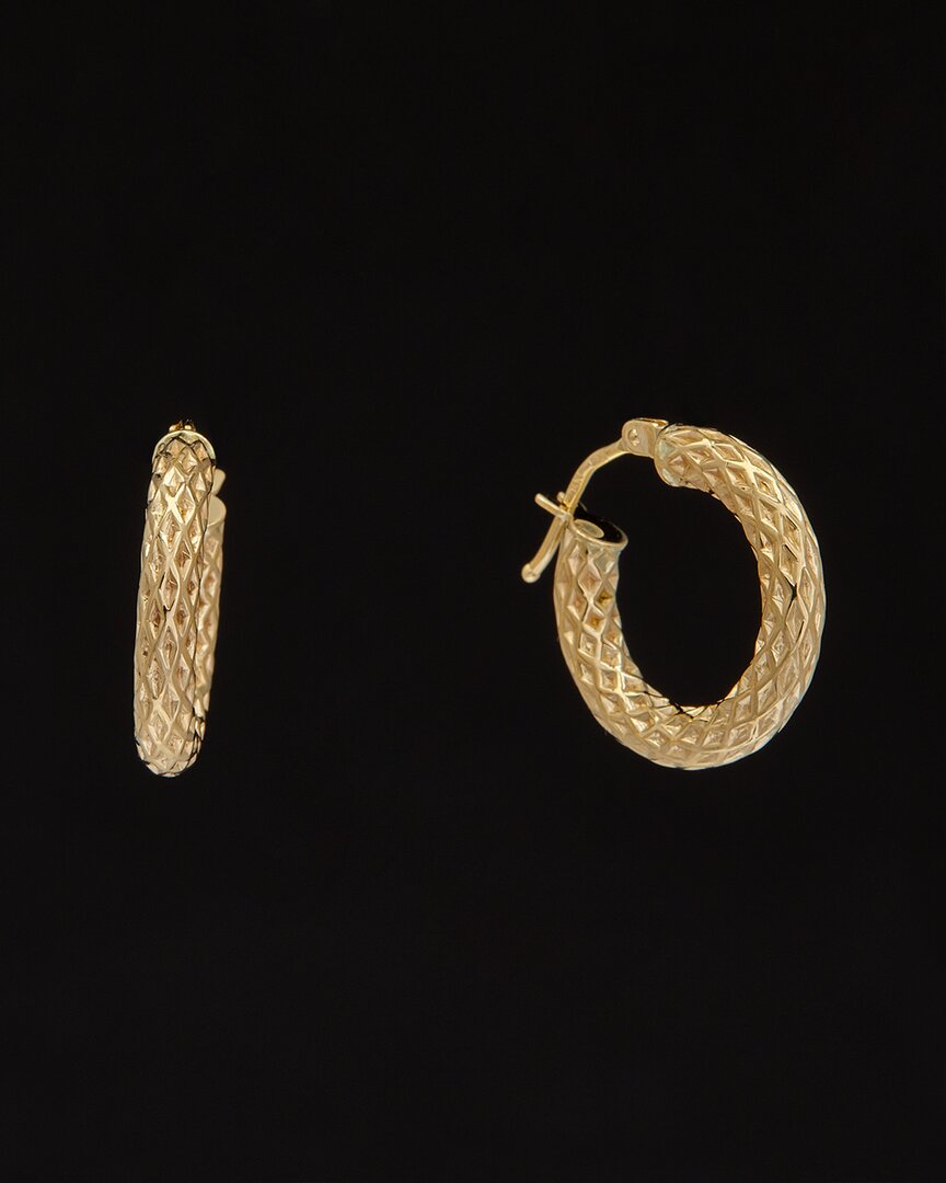 Italian Gold 14k  Textured Hoops