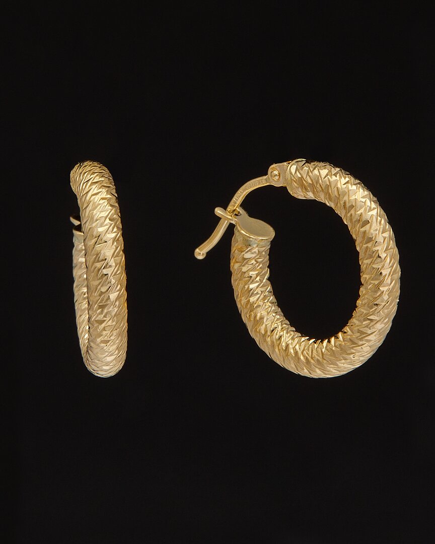 Italian Gold 14k  Textured Hoops