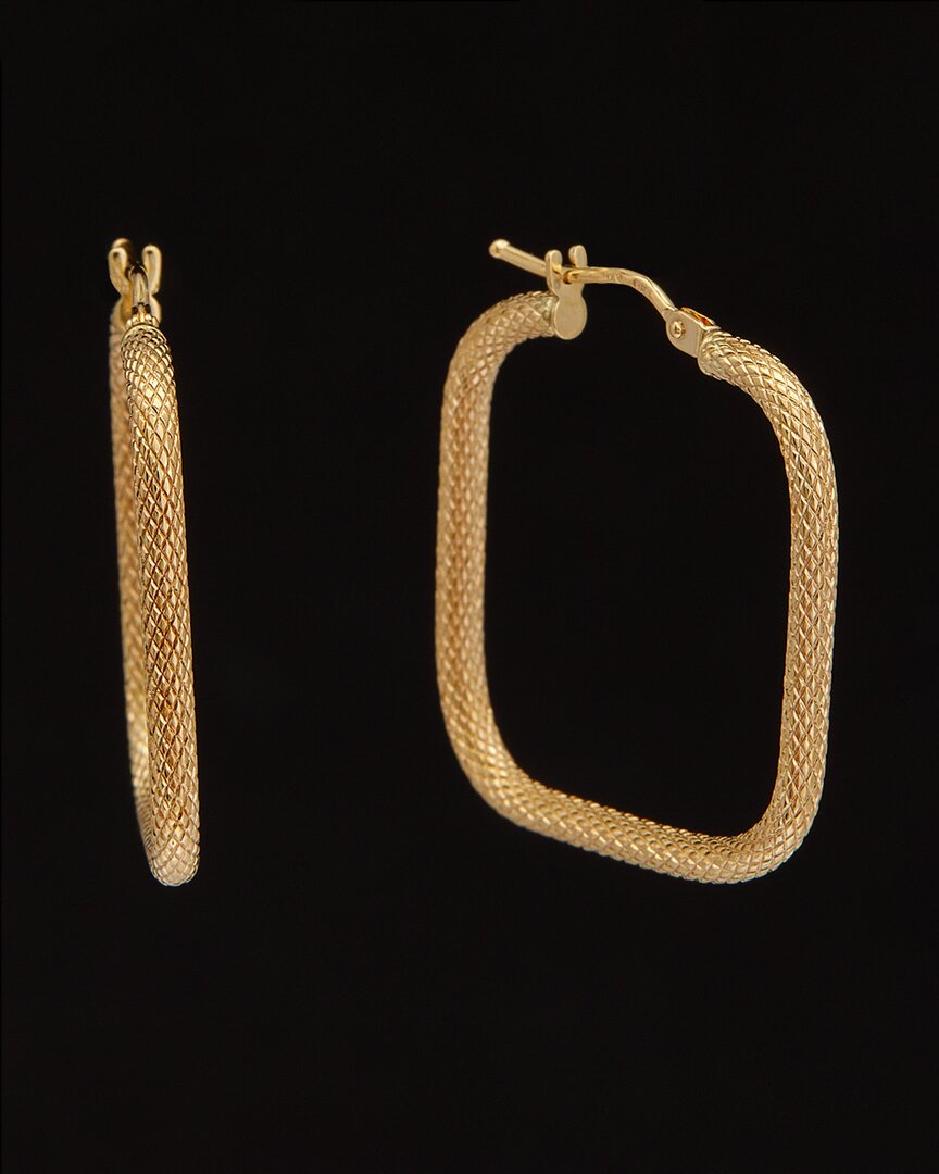 Italian Gold 14k  Textured Square Hoops